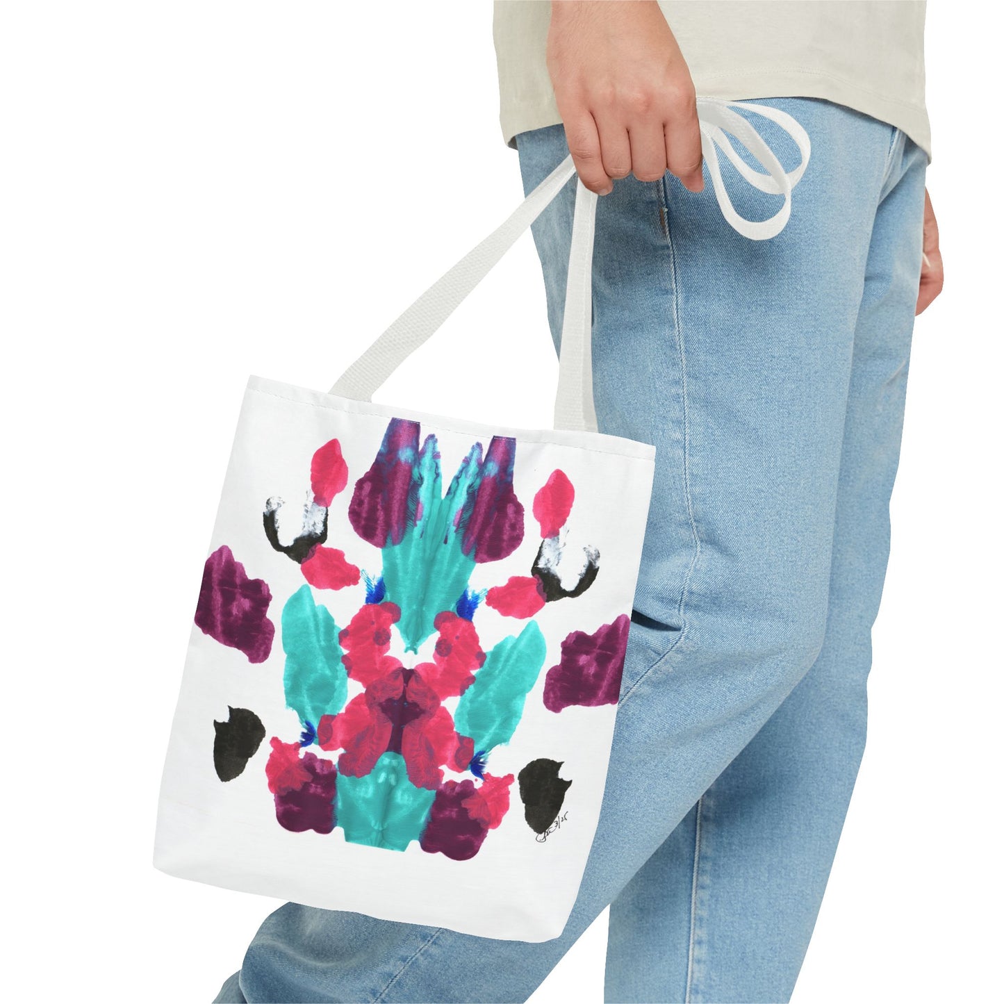 Abstract Art Tote Bag with Custom Handle Colors
