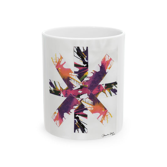 Art Inspired Ceramic Mug (11oz) - White- Original Spin Art from the Pamela Gene Designs Collection!