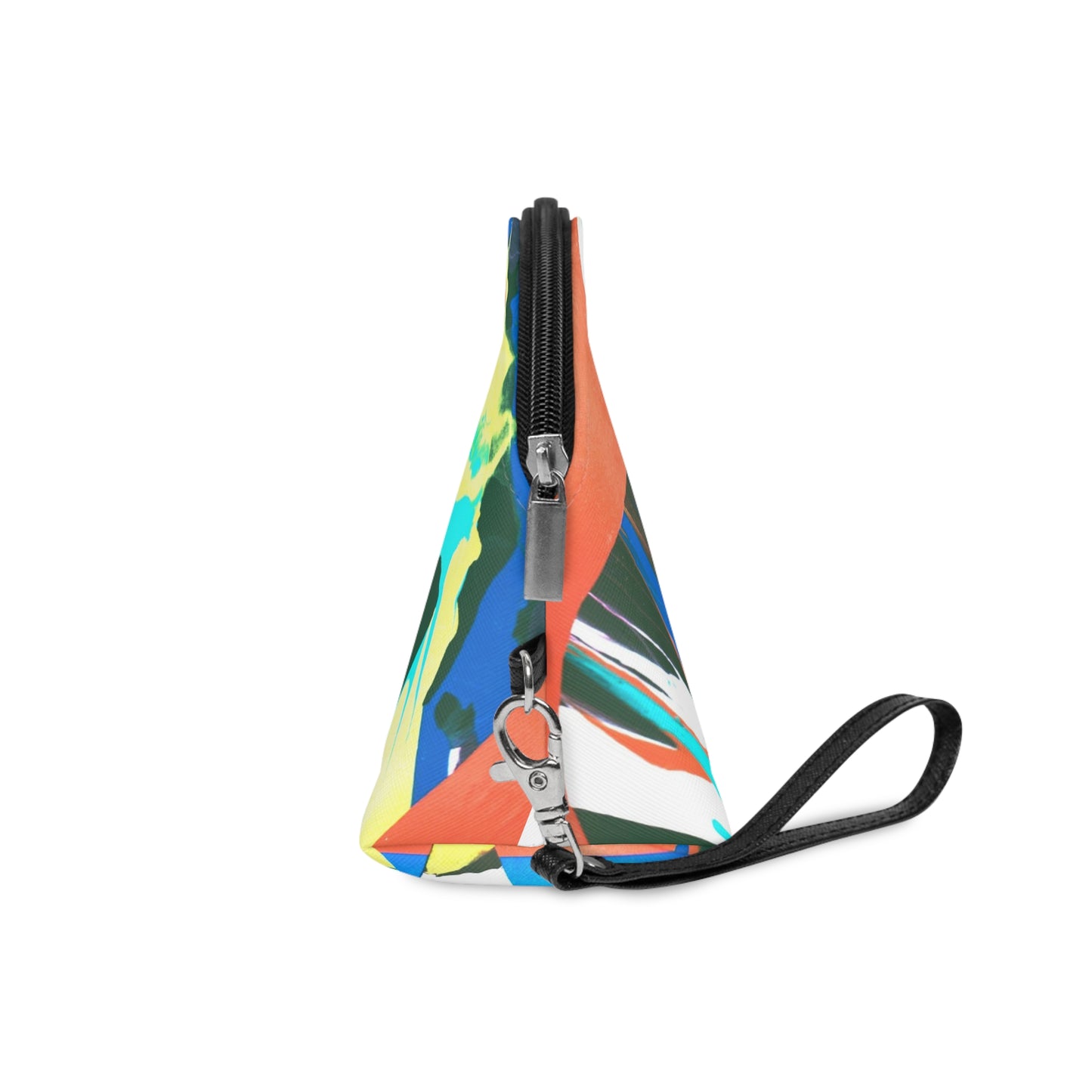 Travel Costmetic Bag - Faux Leather - Zipper & Wrist Strap