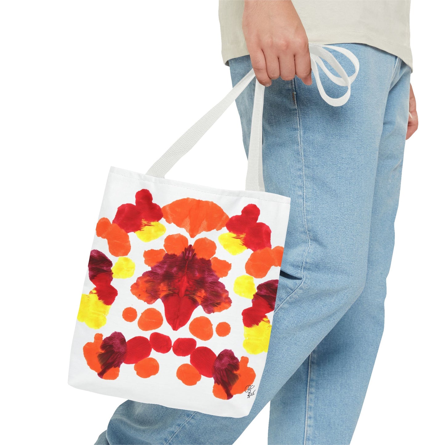 Canvas Tote Bag with Symmetrical Abstract Print