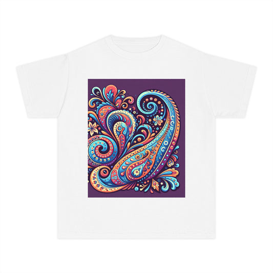 Youth Midweight Tee - Cotton Paisley Print T Shirt