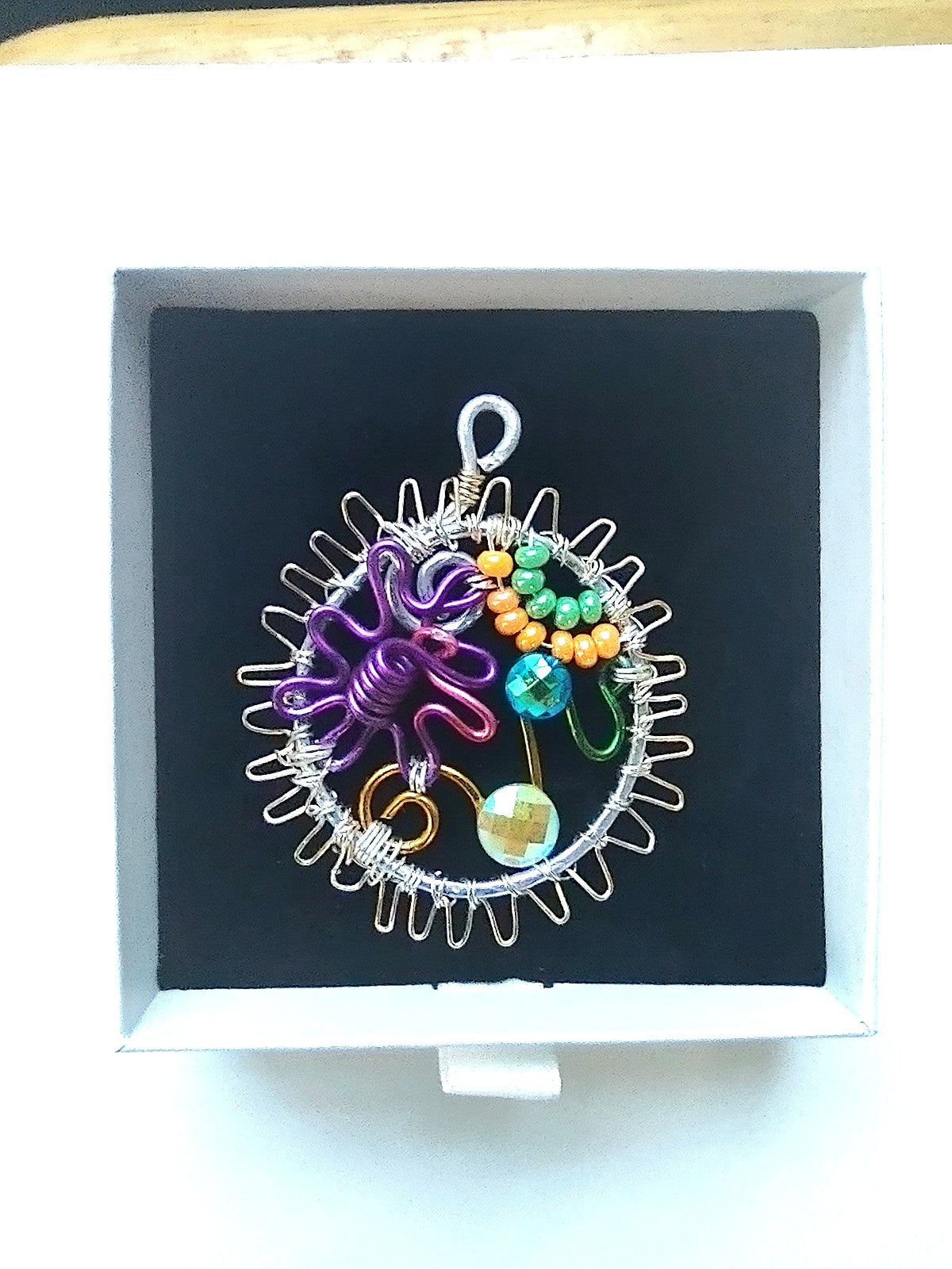 Aluminum Wearable Art Pendant – Sunburst Symphony