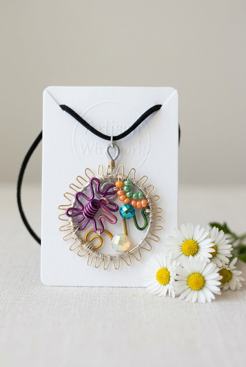 Art lovers Pendant, Wire Wrapped Pendant hand made