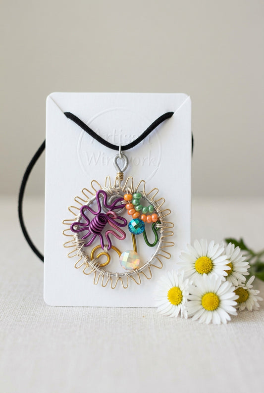 Art lovers Pendant, Wire Wrapped Pendant hand made