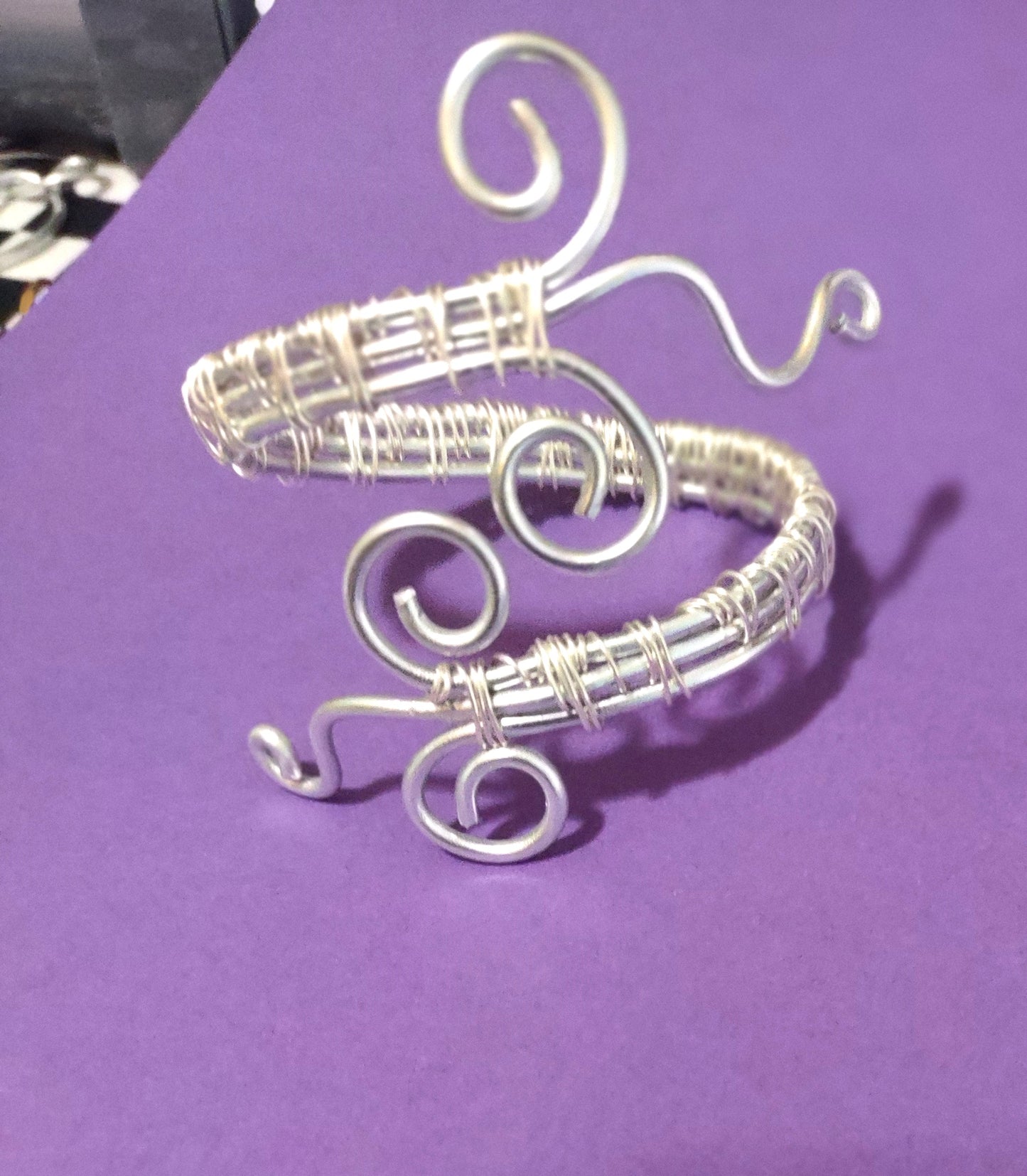 Wire Wrapped Filigree Cuff Bracelet - Aluminum Cuff Bracelet