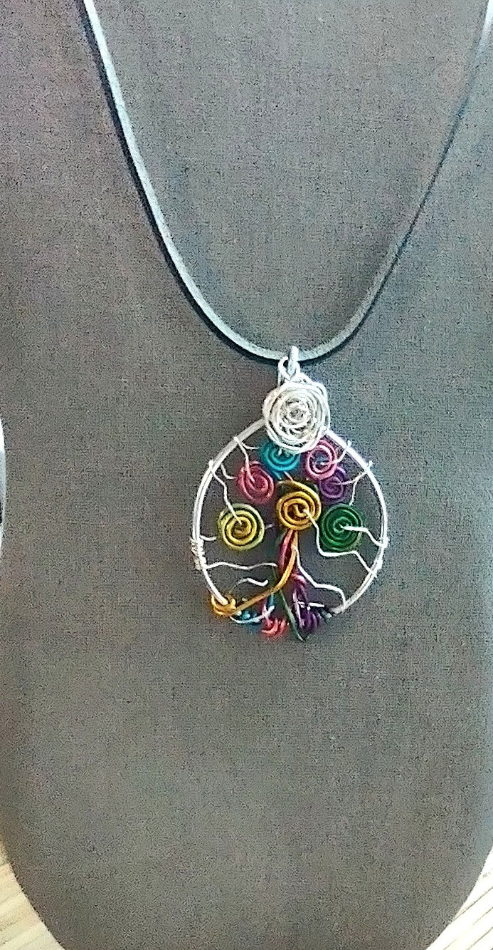 Rainbow Tree of Life Pendant  - Mixed Metal