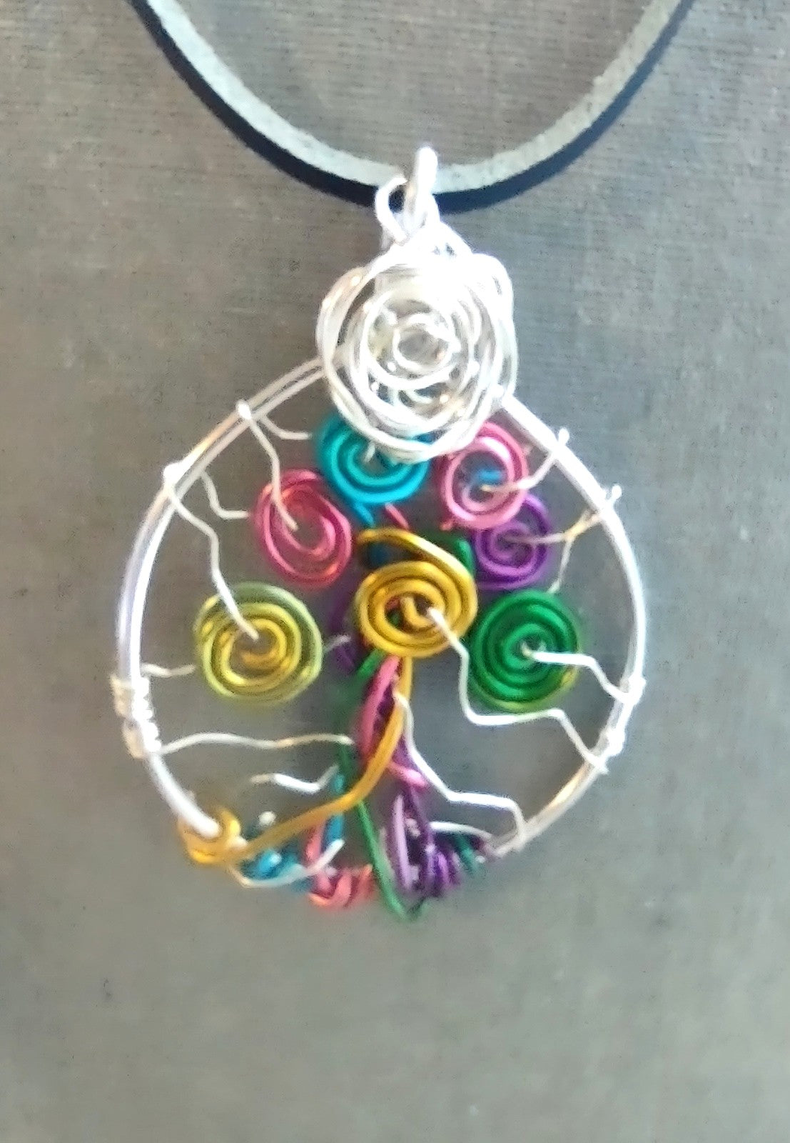 Rainbow Tree of Life Pendant  - Mixed Metal