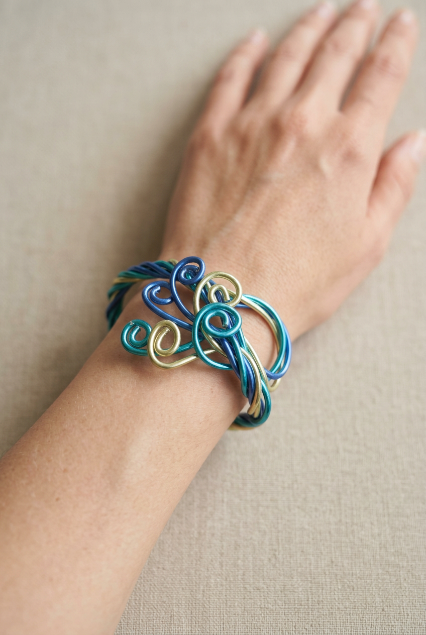 12 gauge colorful aluminum wire bracelet 