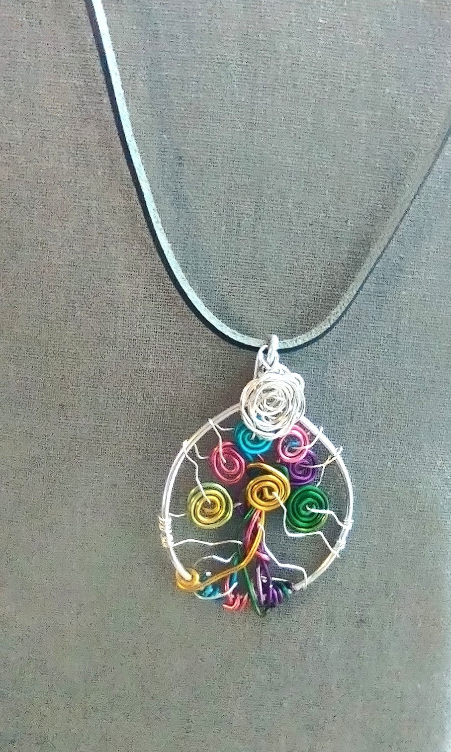 Rainbow Tree of Life Pendant  - Mixed Metal