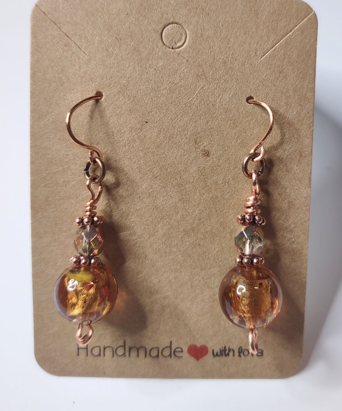 Handmade Beaded Chain-Link Necklace with Amber beads
