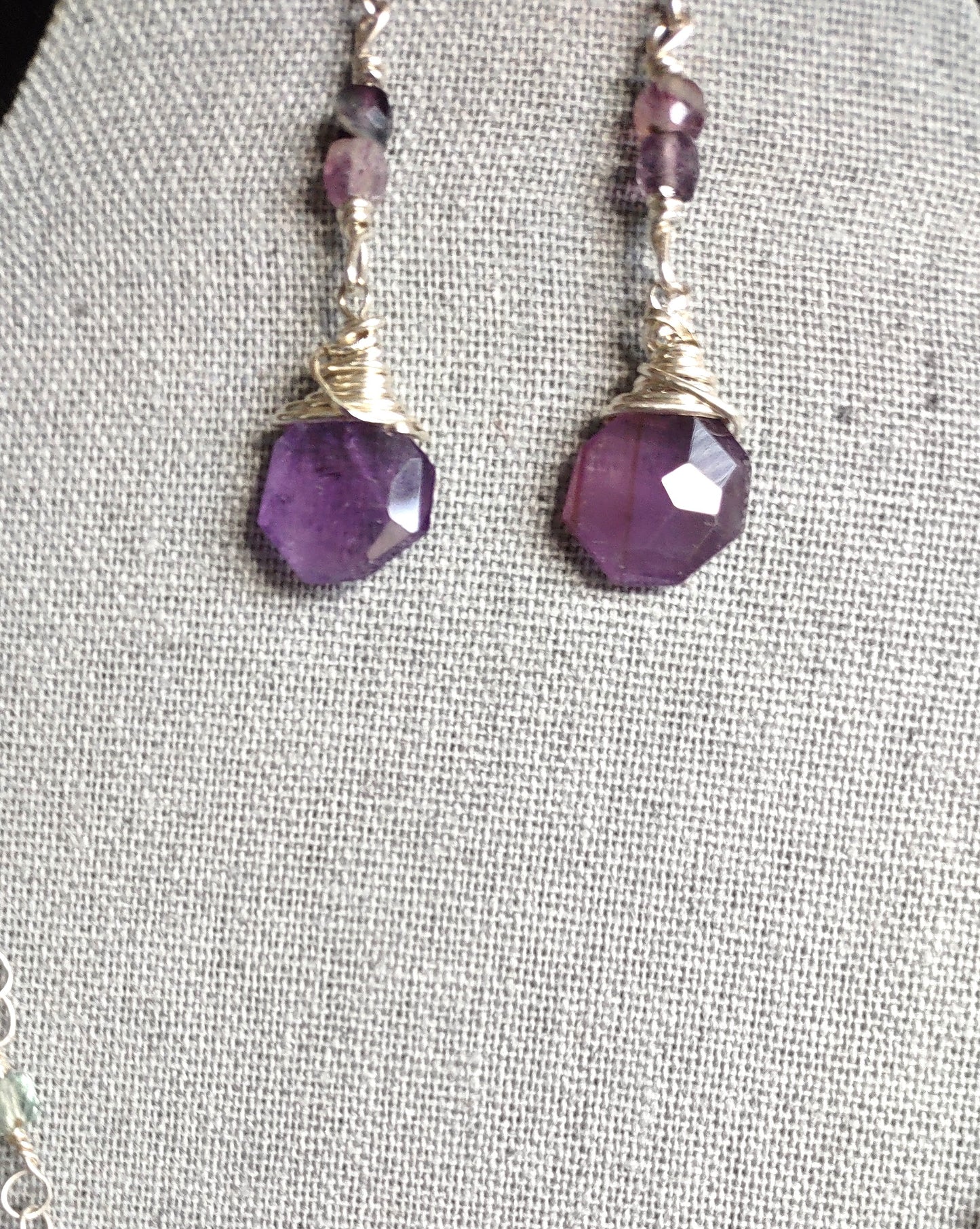 Amethyst Briolette Dangle Earrings - Sterling Silver