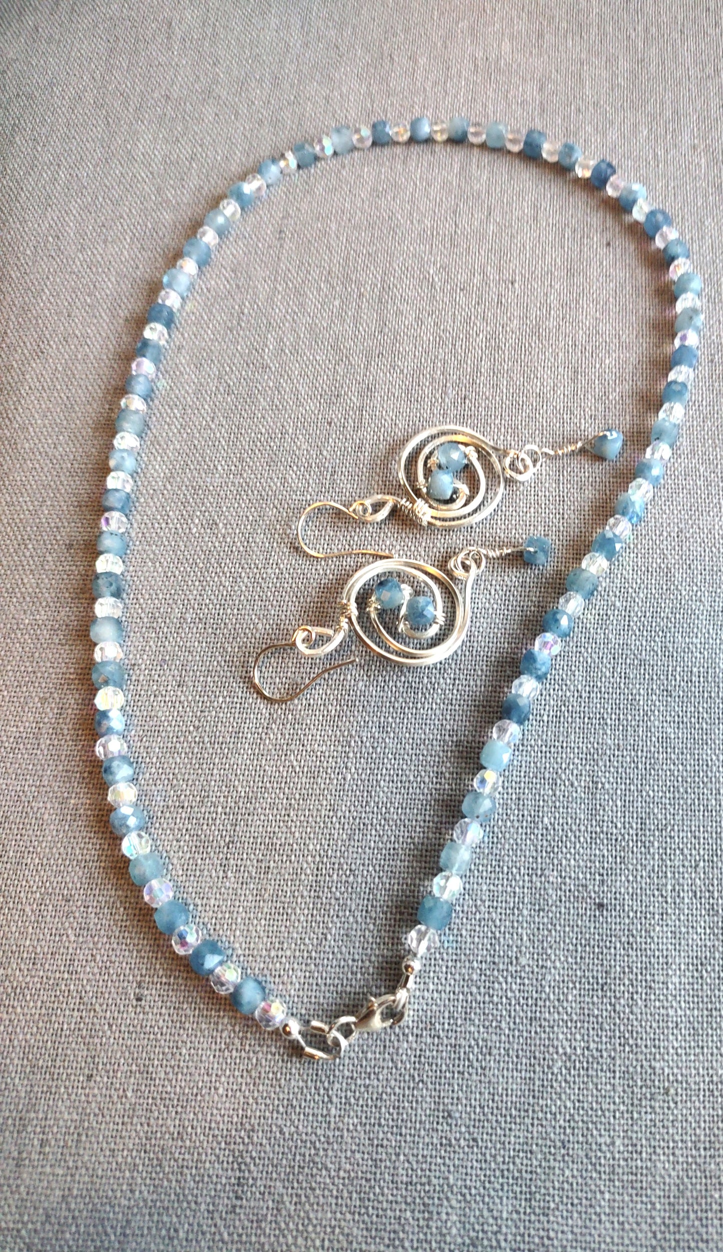 Collarbone Necklace Set - Blue Aquamarine