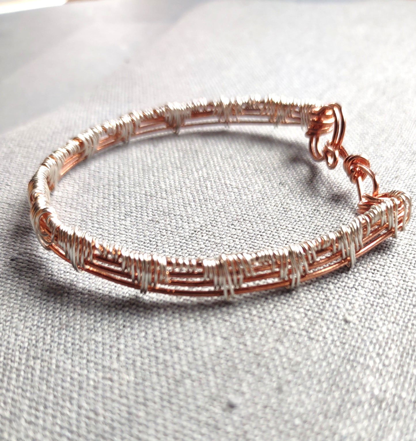 Raw Copper Pyramid Weave Wire Bracelet – 7 to 7.5 Inch