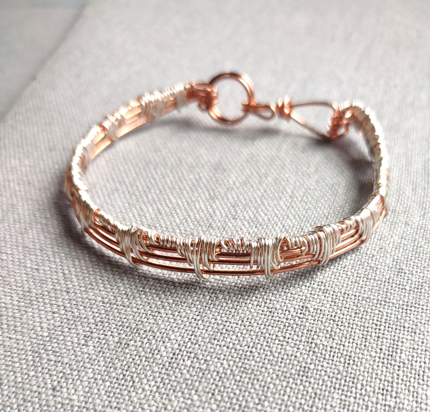 Raw Copper Pyramid Weave Wire Bracelet – 7 to 7.5 Inch