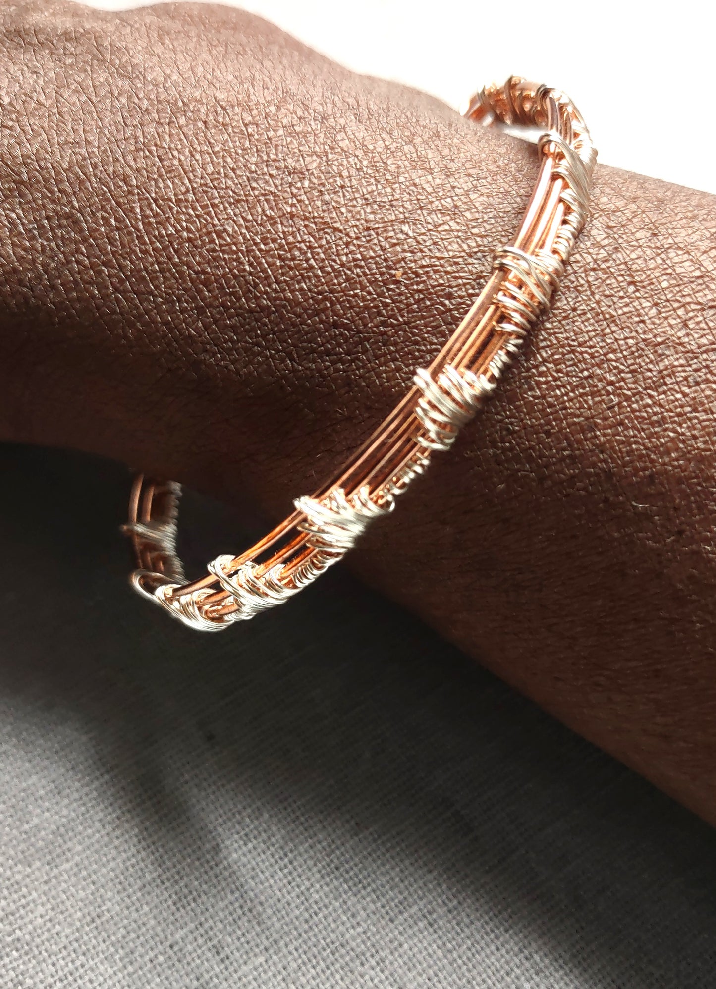 Raw Copper Pyramid Weave Wire Bracelet – 7 to 7.5 Inch