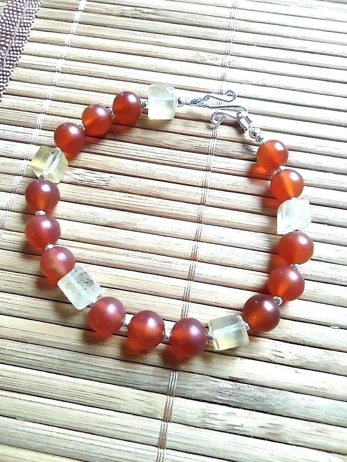 Carnelian & Yellow Fluorite Bead Bracelet