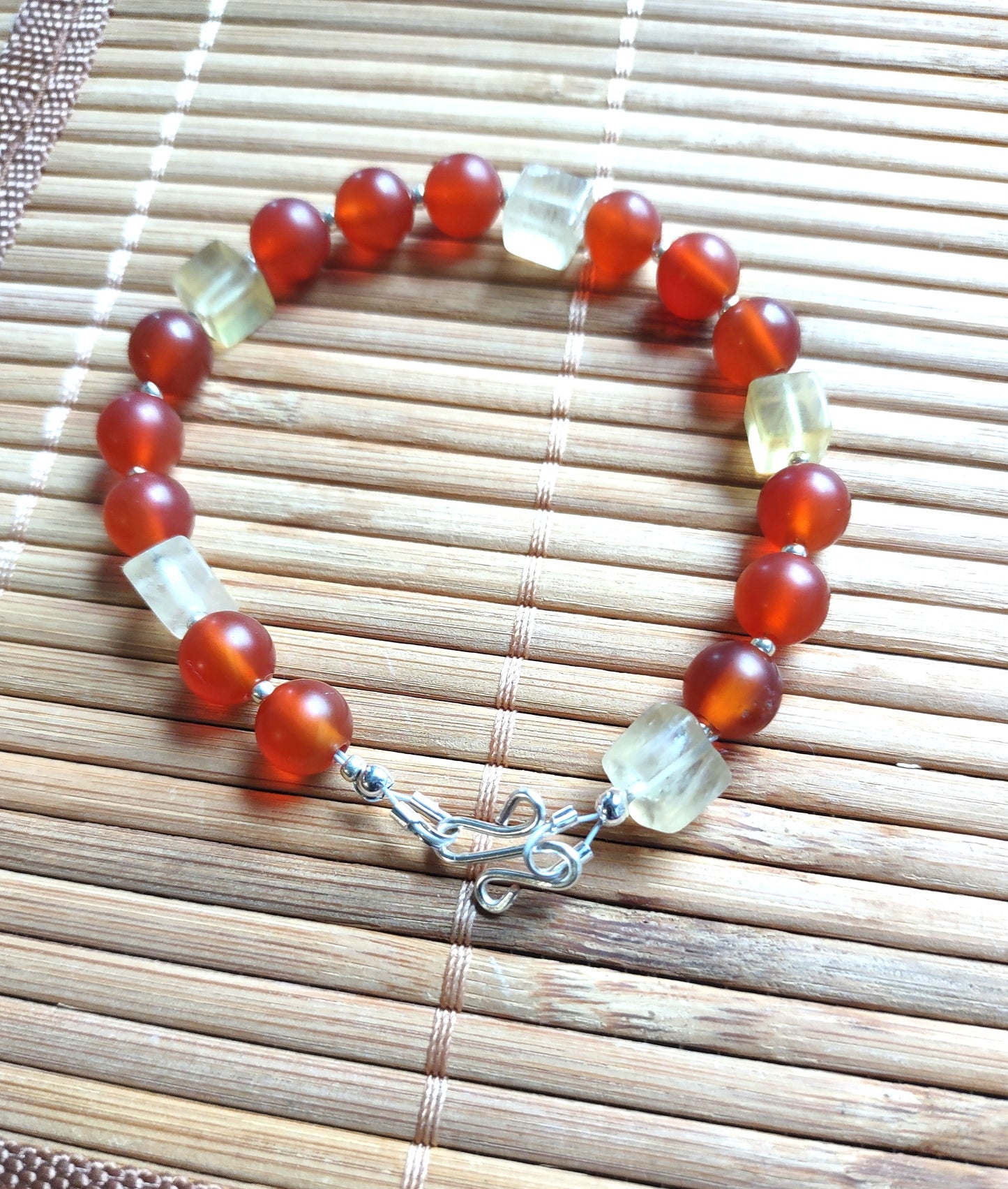 Carnelian & Yellow Fluorite Bead Bracelet