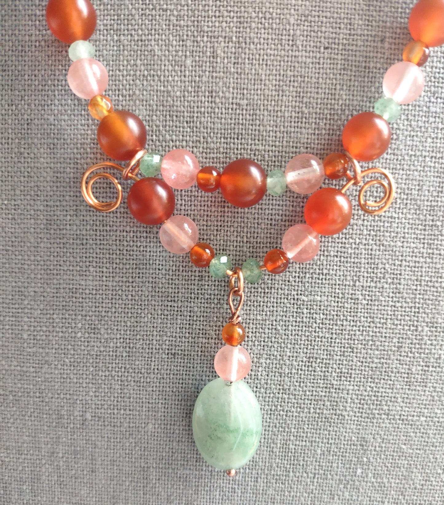 Multi Gemstone - Copper Accent Necklace