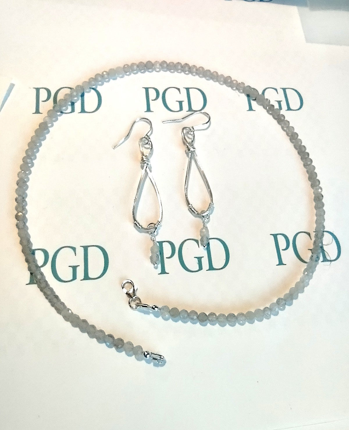 Collarbone Necklace & Earring Set - Labradorite
