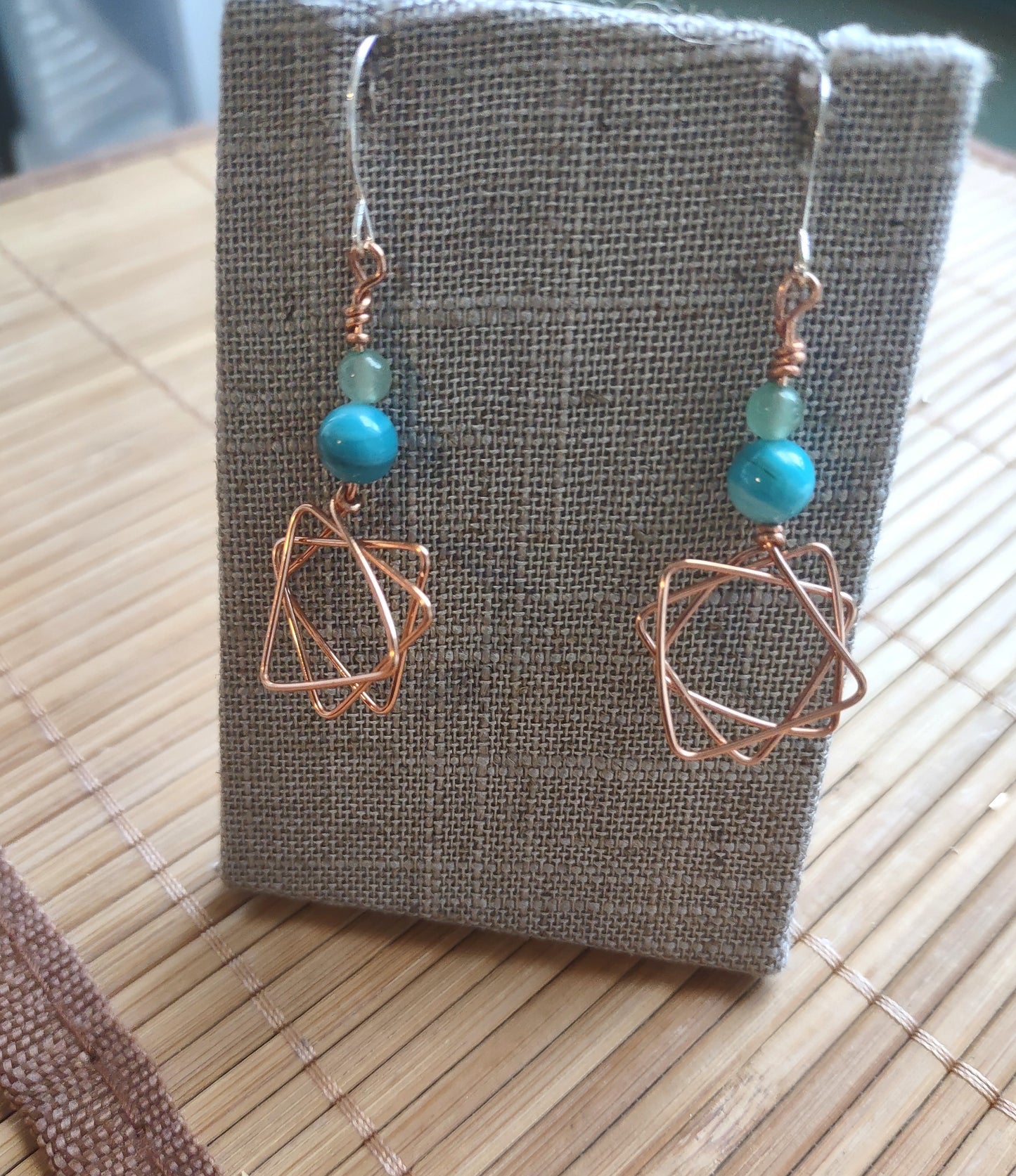 Copper 6 Point Star Dangle Earring