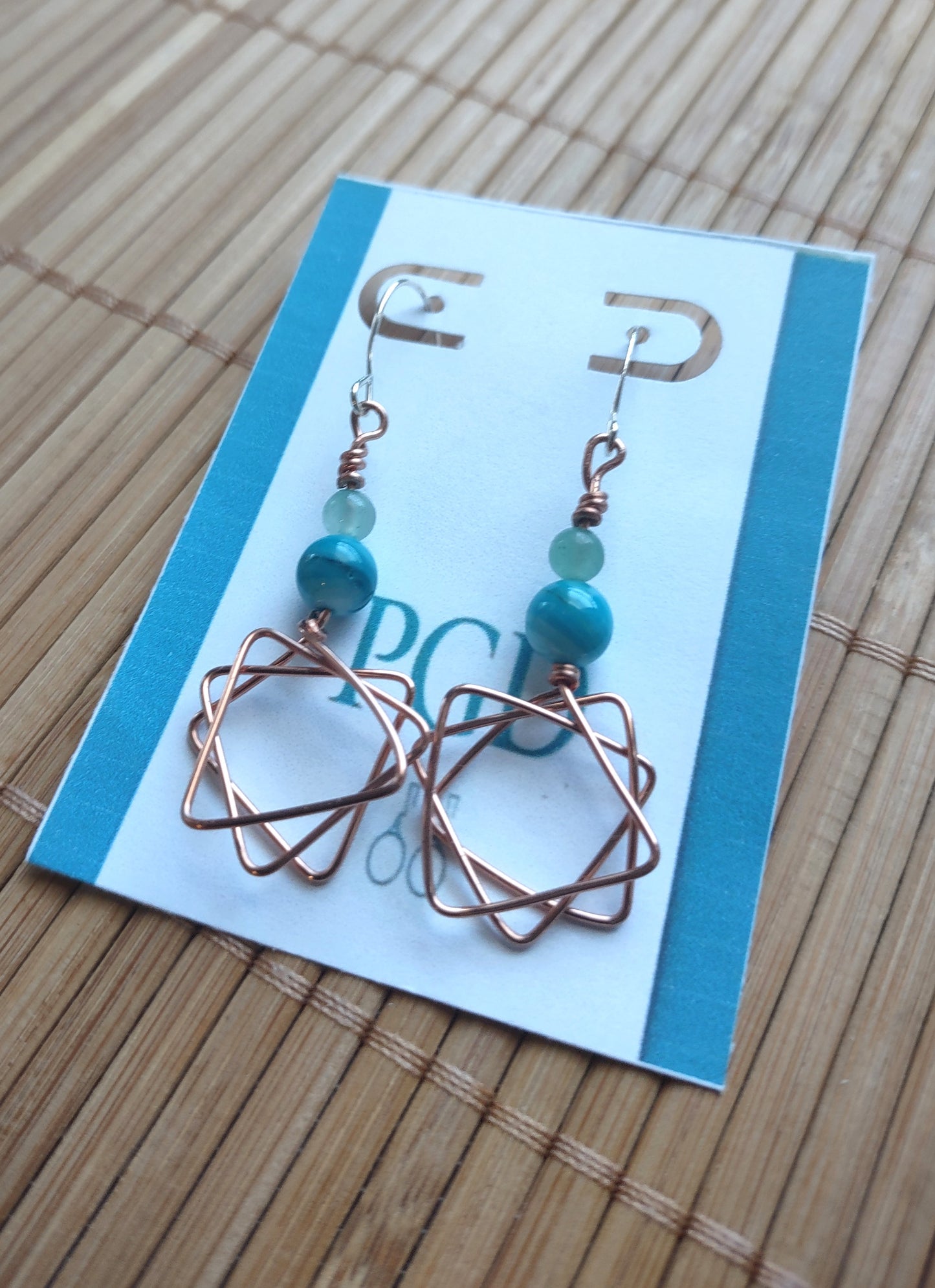 Copper 6 Point Star Dangle Earring