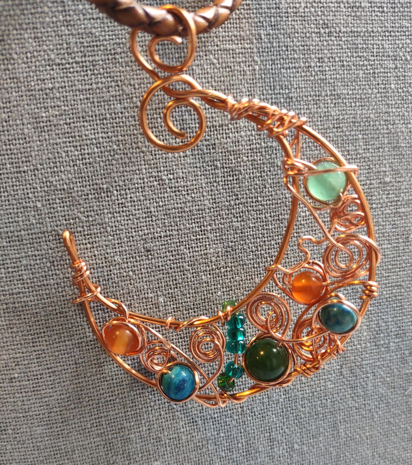 Copper Crescent Moon Pendant