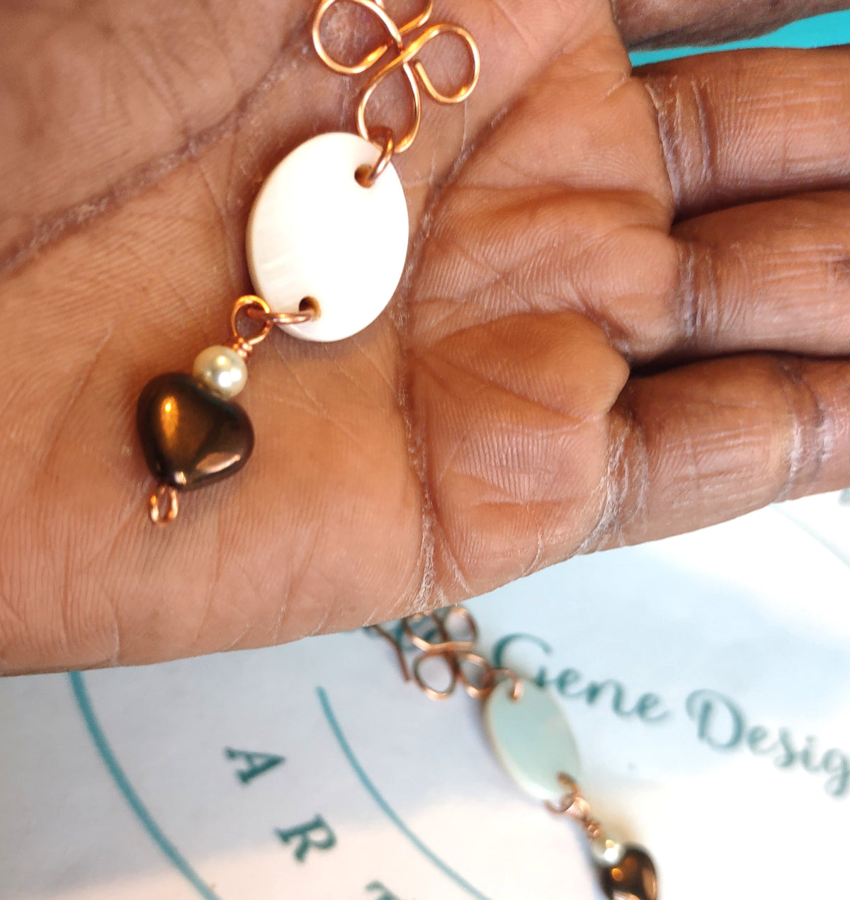 Mother of Pearl and Copper Wire Dangle Earring!
