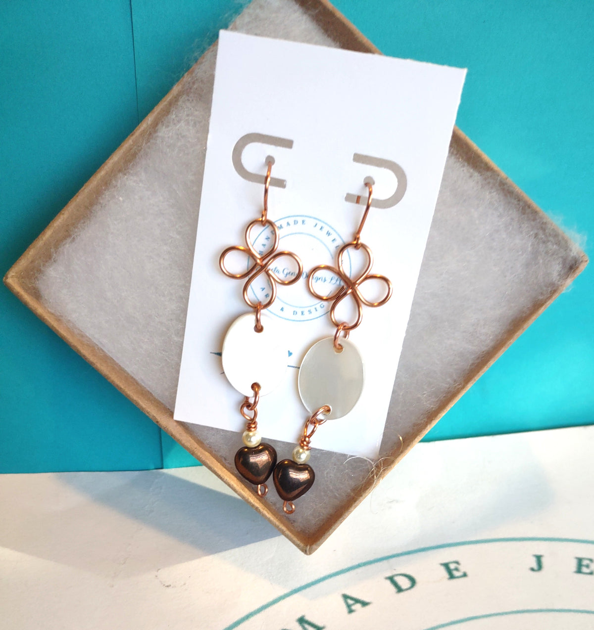 Mother of Pearl and Copper Wire Dangle Earring!