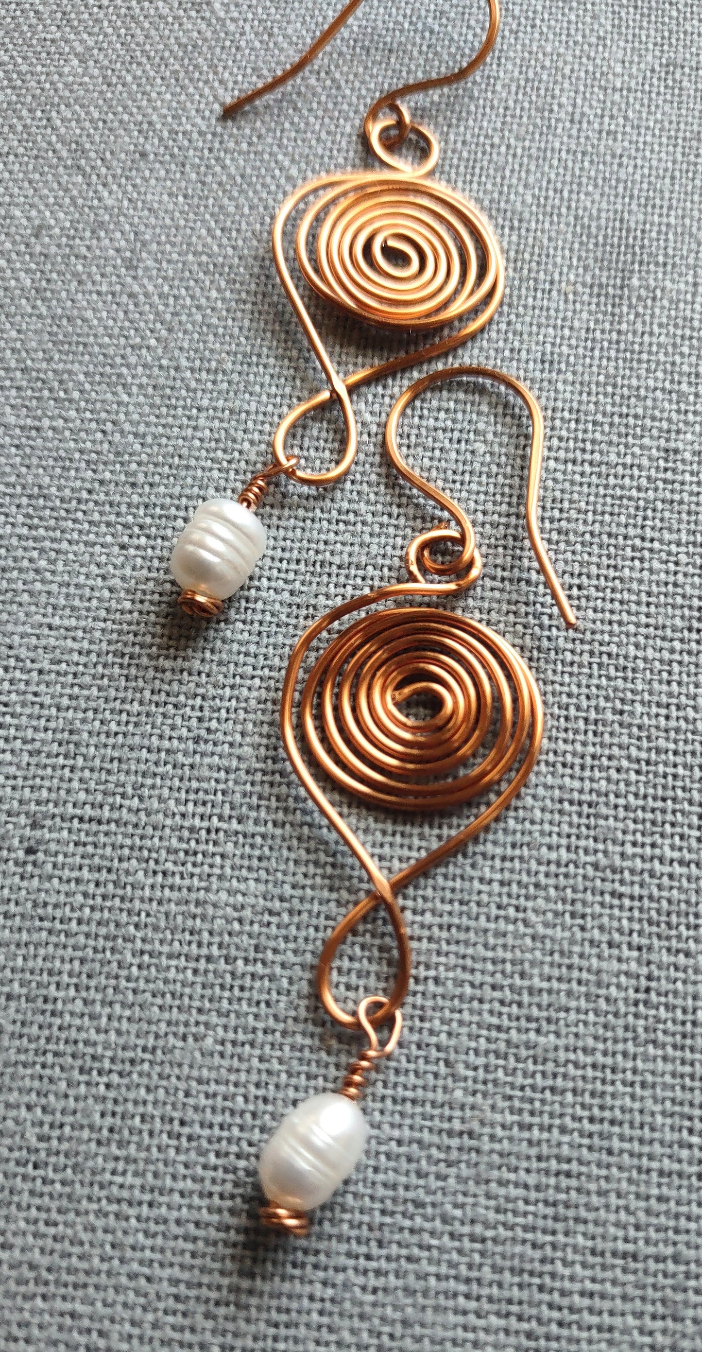 Copper Swirl Fresh Water Pearl Earrings