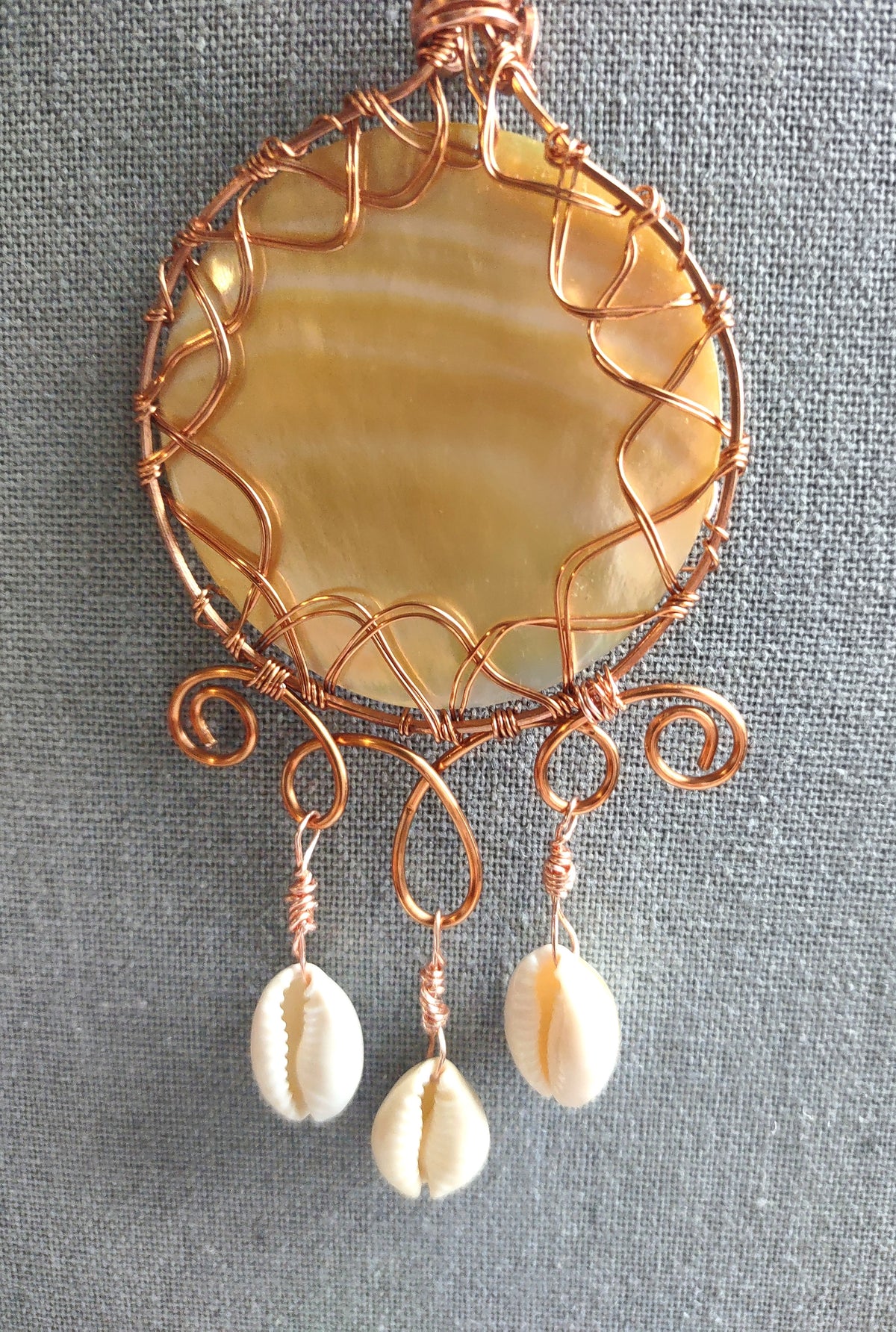 Mother of Pearl Cowrie Shell Pendant Necklace