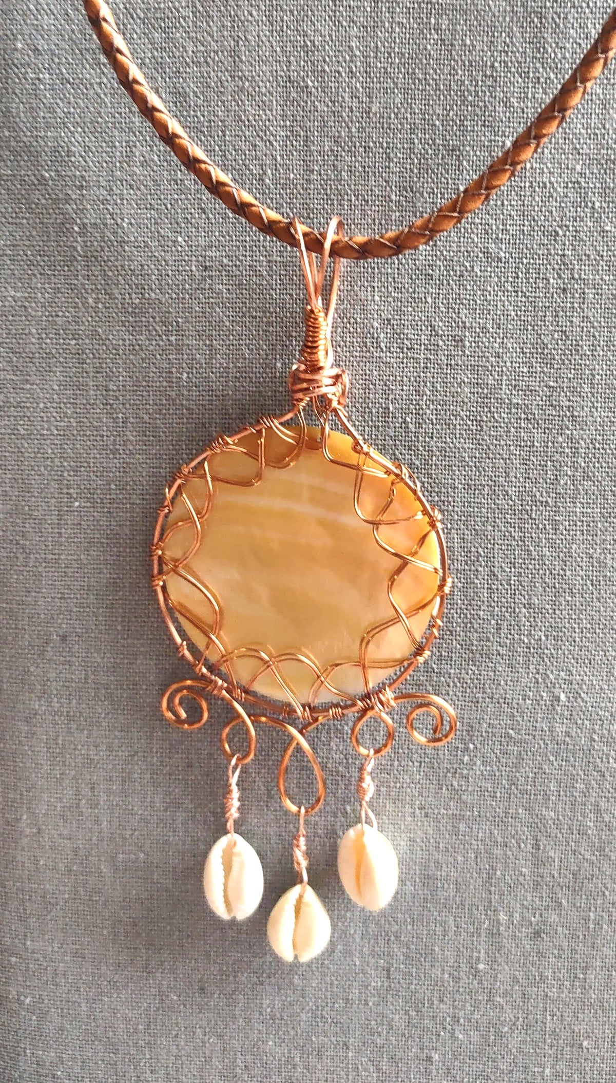 Mother of Pearl Cowrie Shell Pendant Necklace