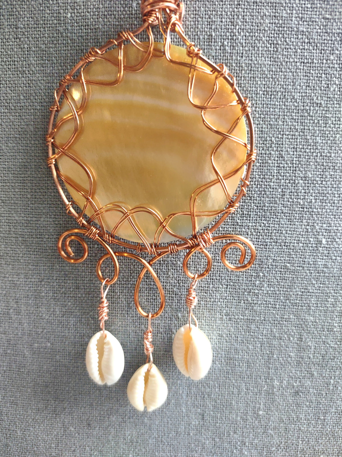 Mother of Pearl Cowrie Shell Pendant Necklace
