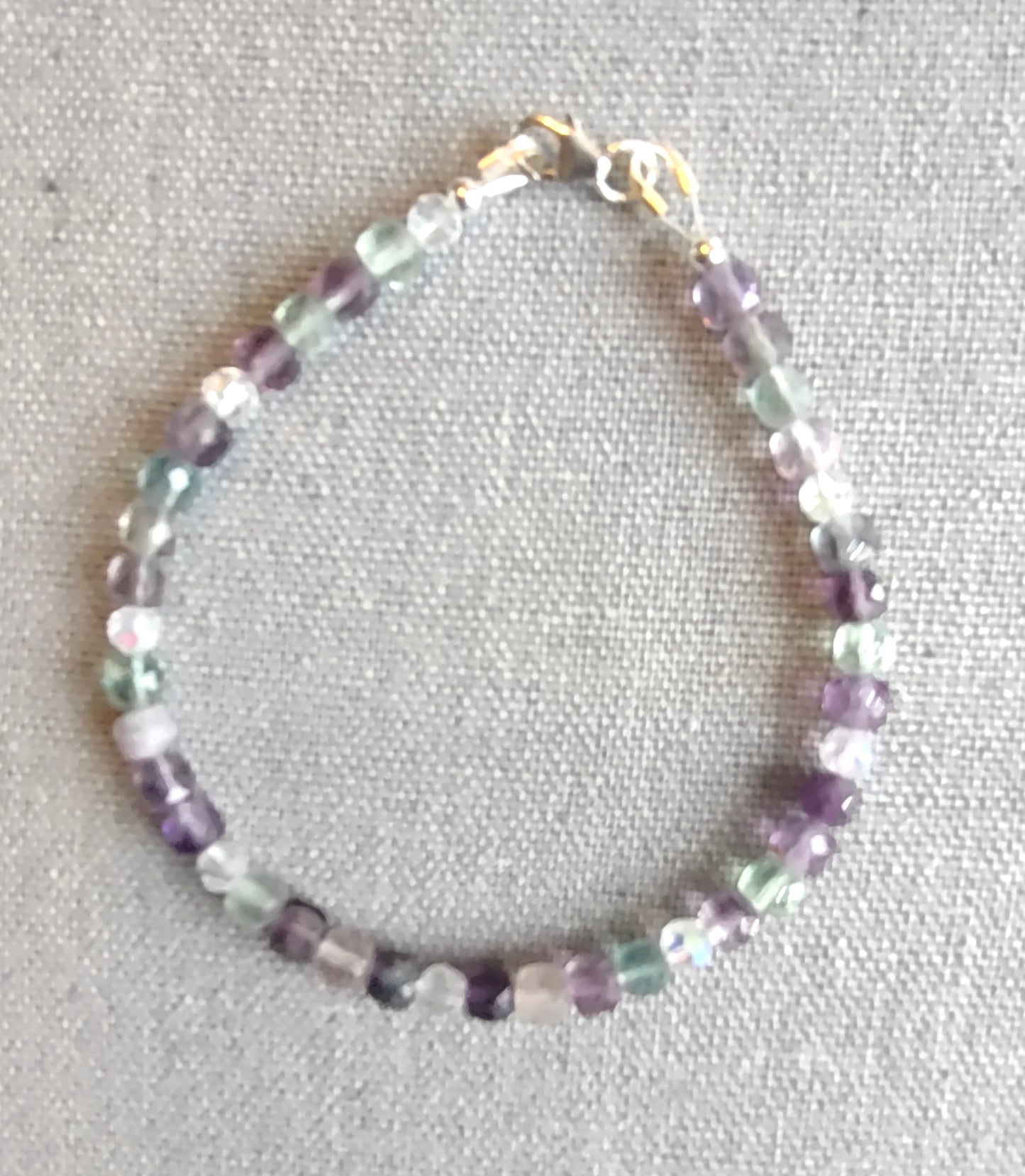Gemstone Bracelet - Rainbow Fluorite Cubed Beads