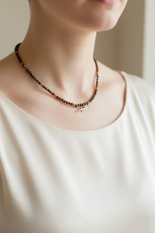 Garnet,Carnelian beaded Collarbone Necklace