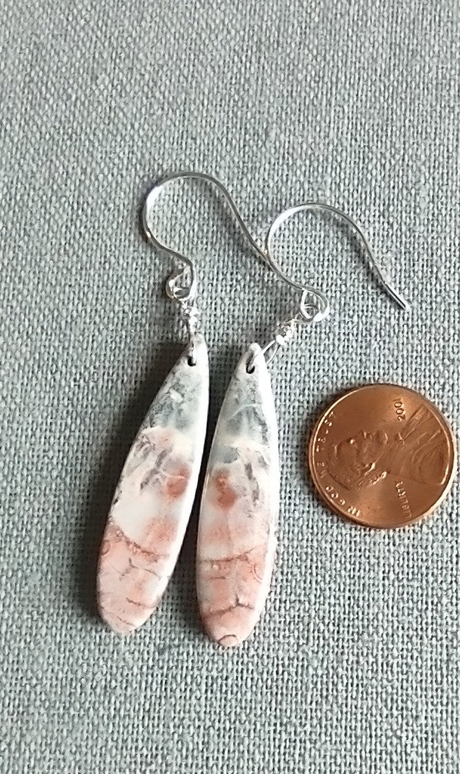 Grey Jasper Cabochon Teardrop Earring