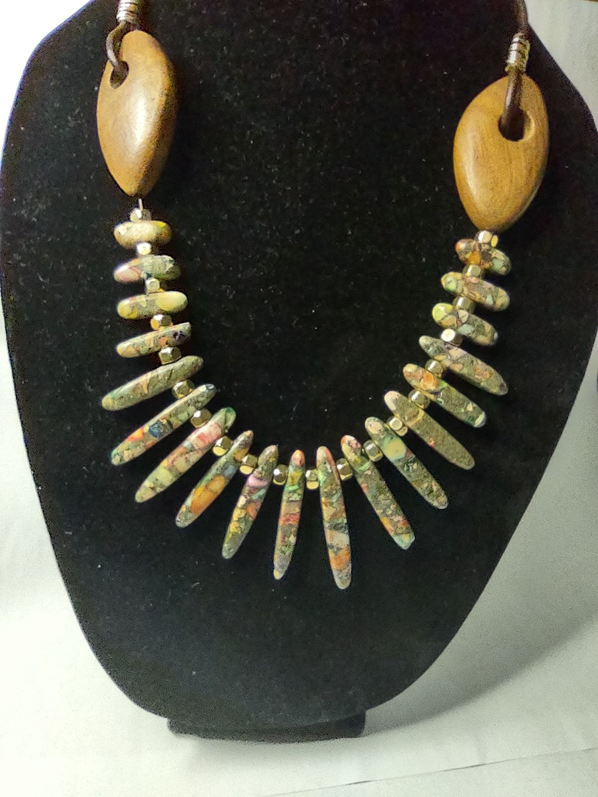 Handmade Jasper Feng Bead - Statement Necklace - Pamela Gene Designs