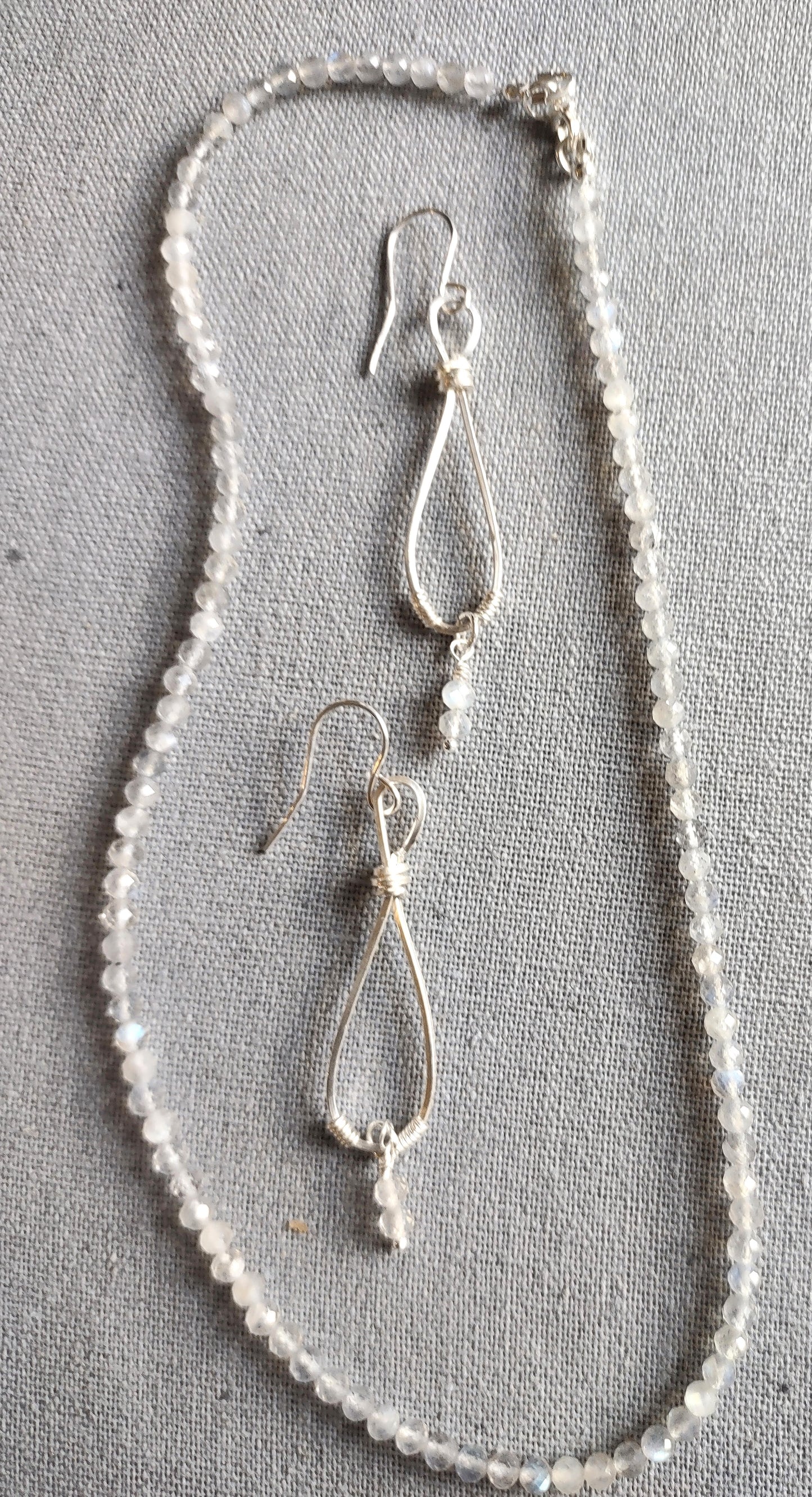 Collarbone Necklace & Earring Set - Labradorite