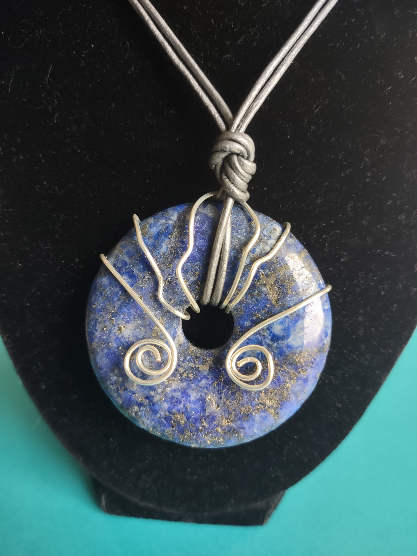 Lapis Lazuli Pendant on Leather Cord - September Blues