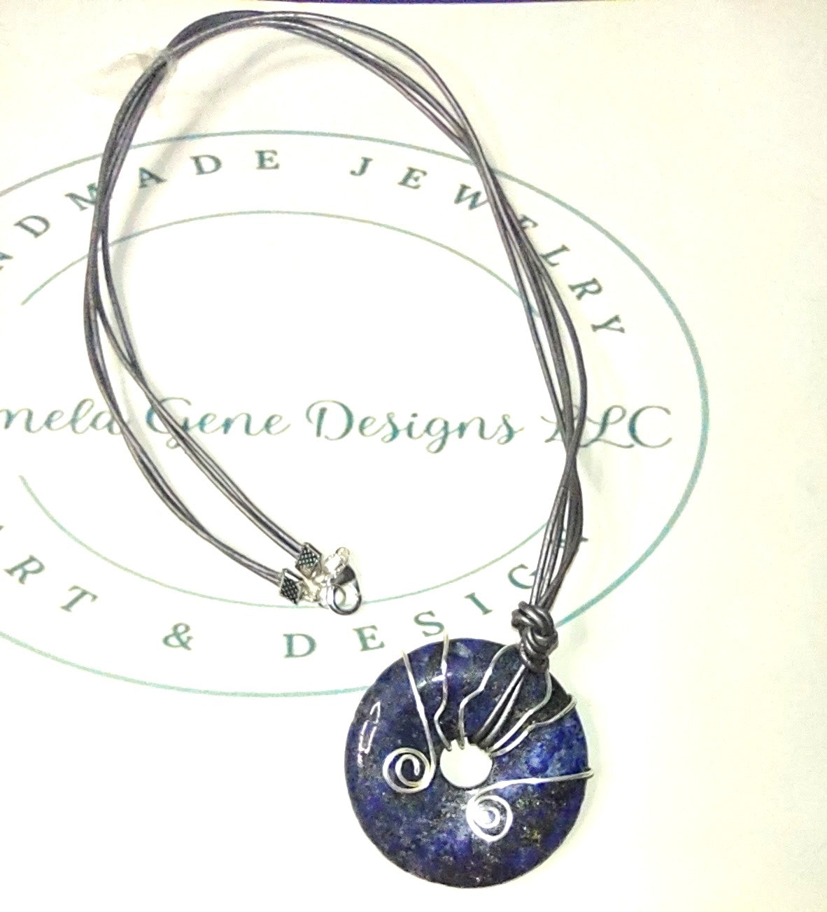 Lapis Lazuli Pendant on Leather Cord - September Blues