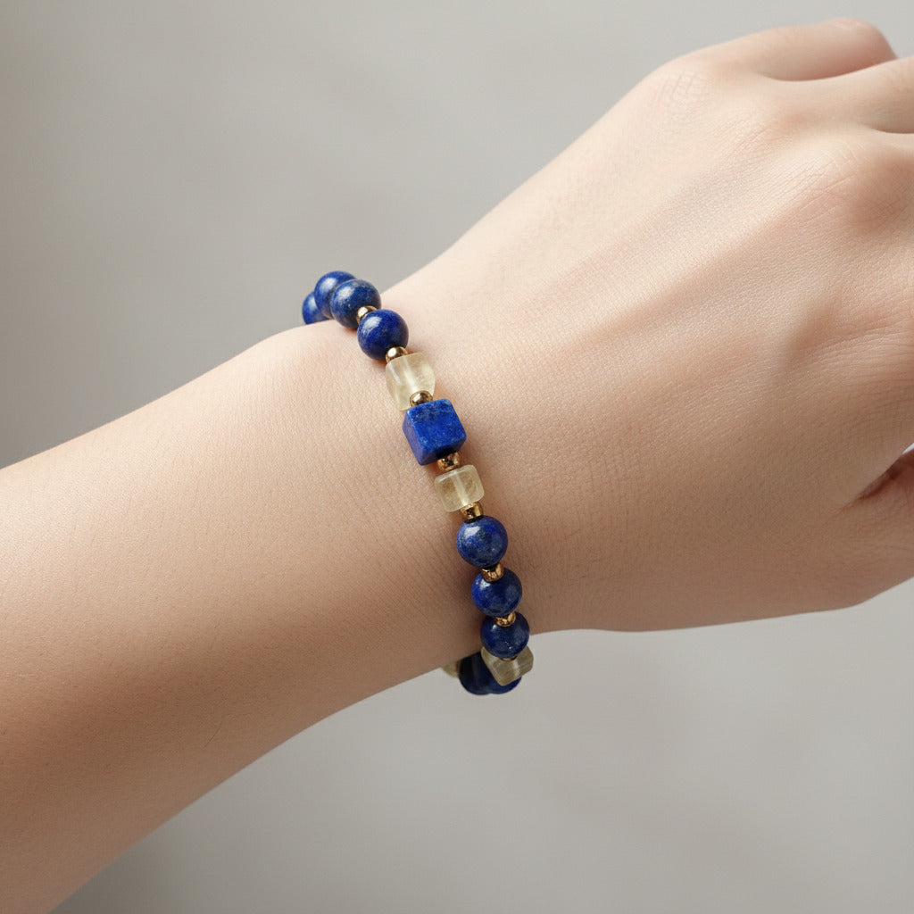 Lapis Lazuli & Yellow Fluorite Bracelet