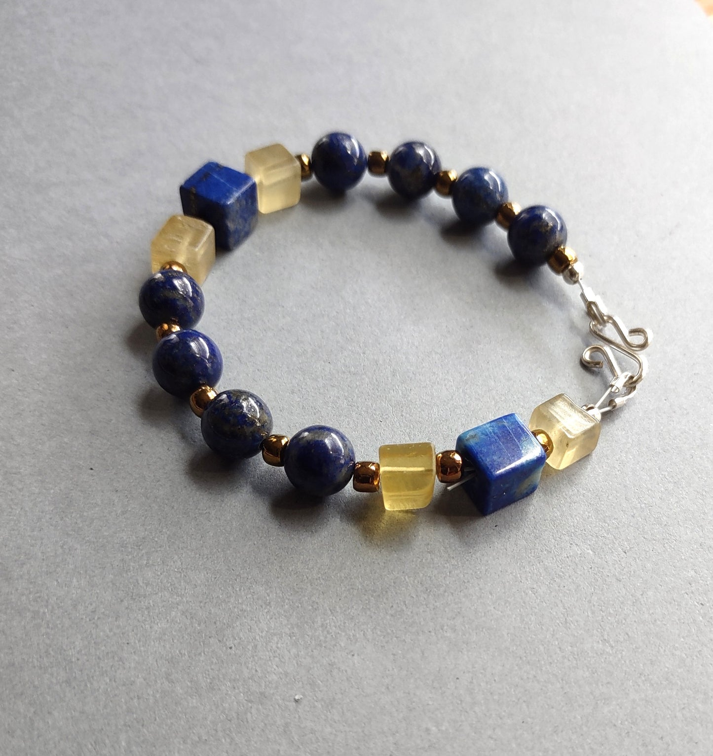 Lapis Lazuli & Yellow Fluorite Bracelet