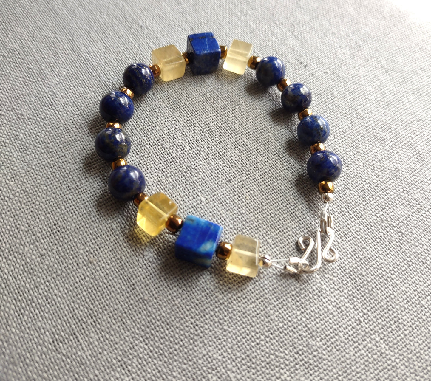 Lapis Lazuli & Yellow Fluorite Bracelet