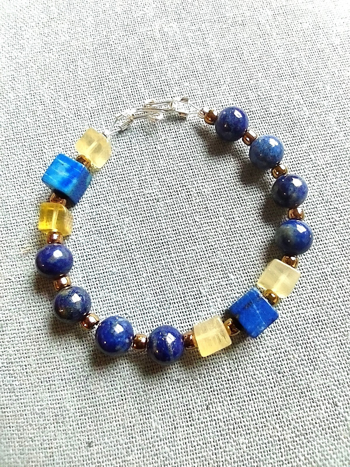 Lapis Lazuli & Yellow Fluorite Bracelet