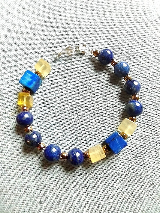 Lapis Lazuli & Yellow Fluorite Bracelet
