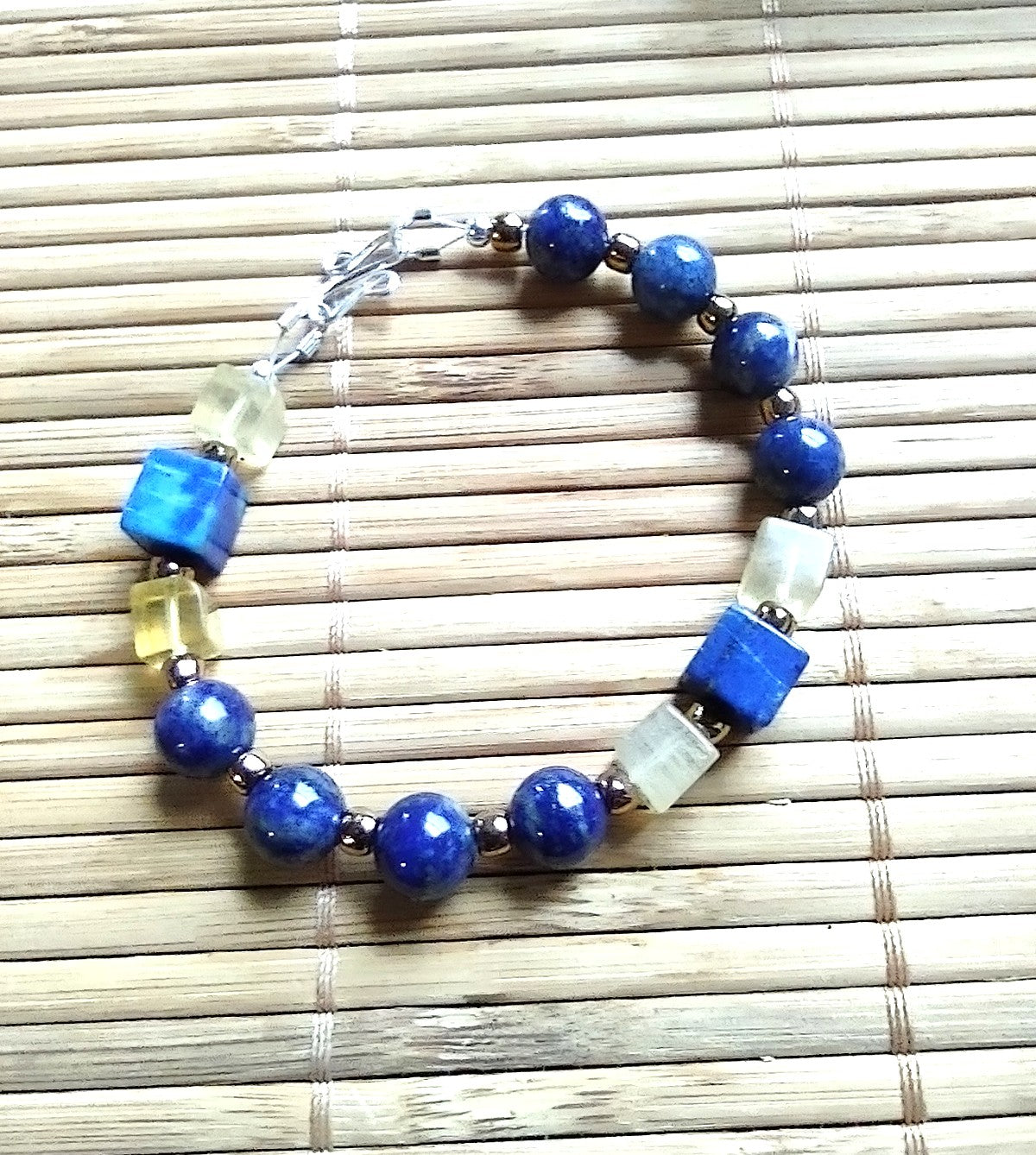 Lapis Lazuli & Yellow Fluorite Bracelet