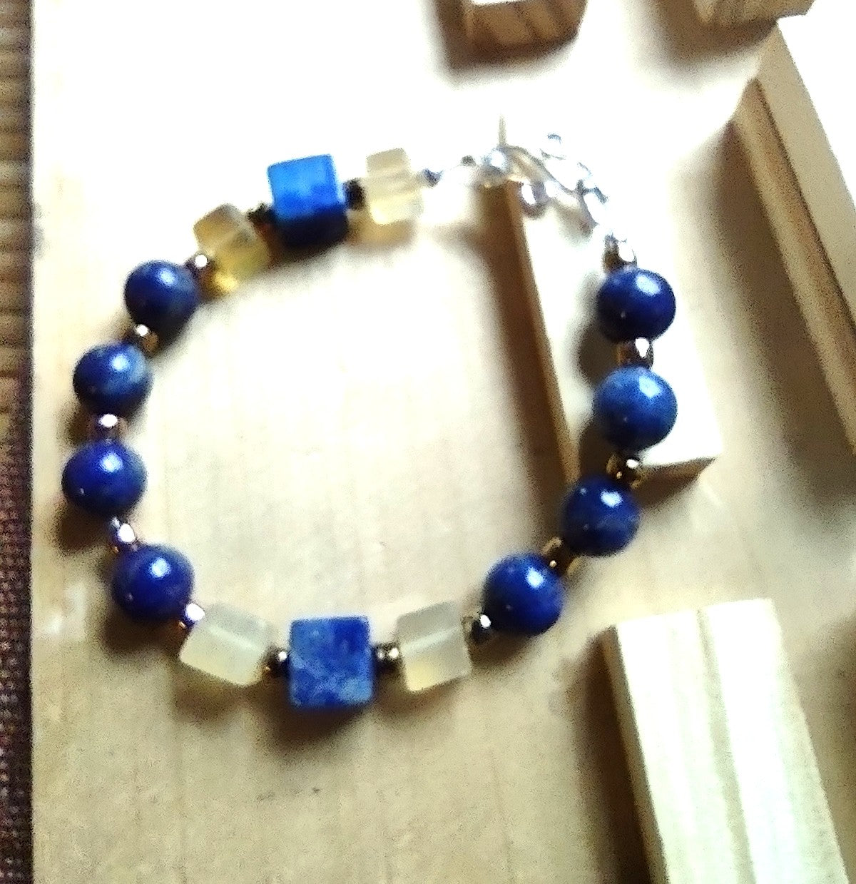 Lapis Lazuli & Yellow Fluorite Bracelet
