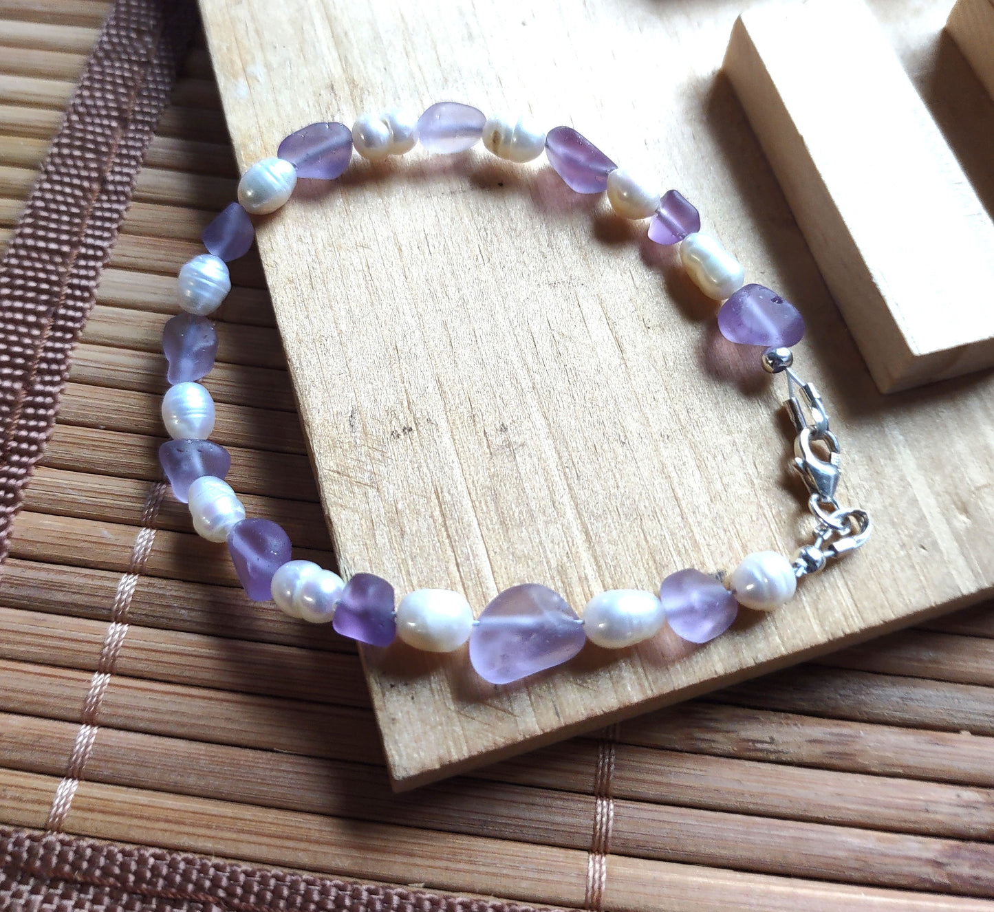 Lavender Amethyst & Freshwater Pearl Bracelet