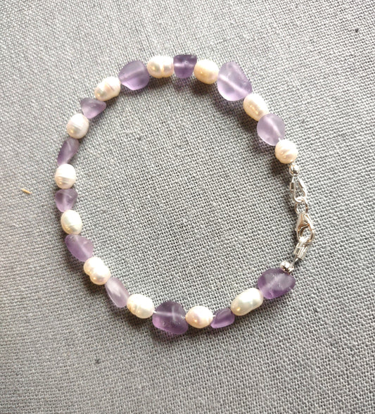Lavender Amethyst & Freshwater Pearl Bracelet