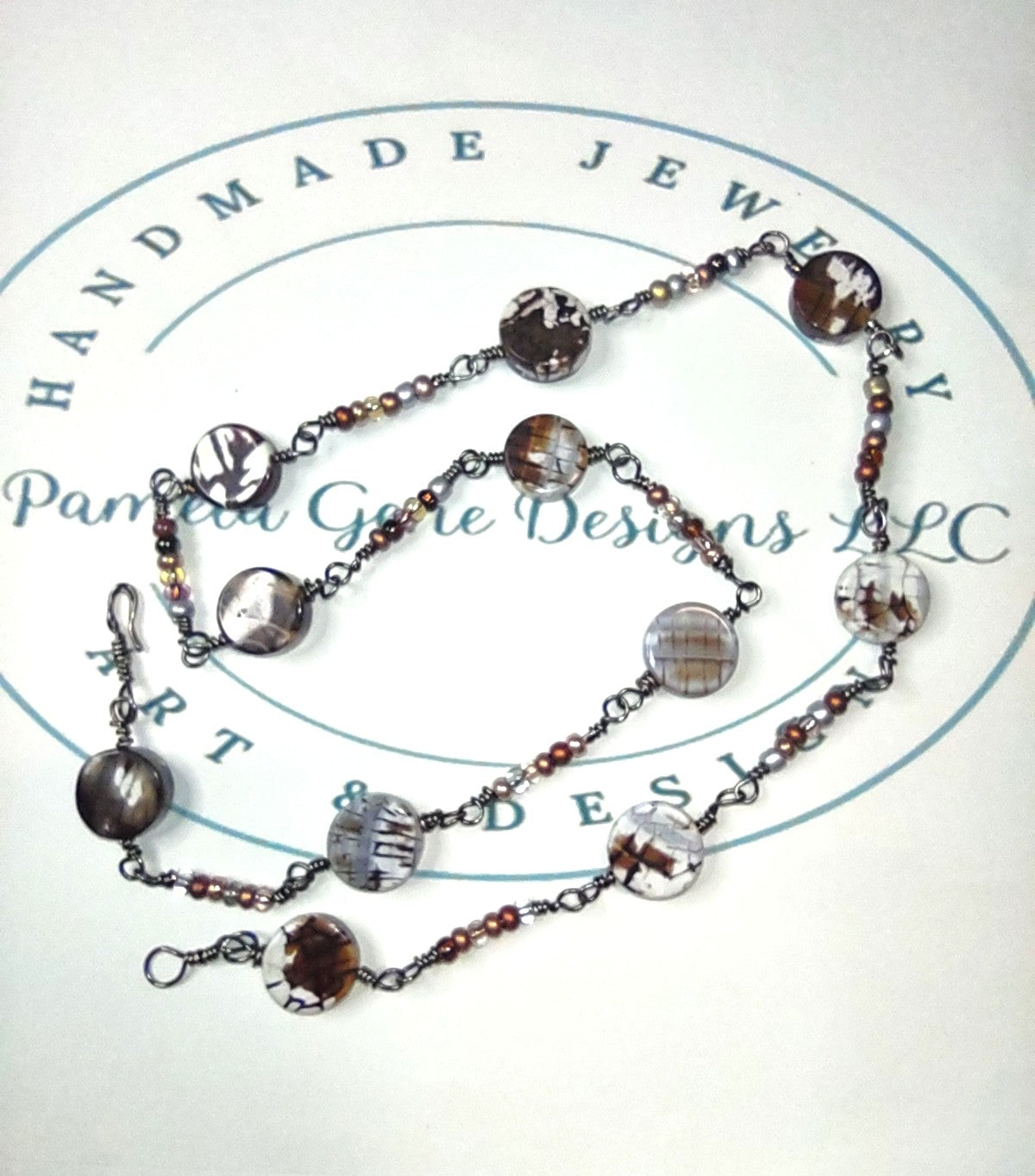 Beaded Chain Link Necklace and Earring Set - Lentil Bead Necklace