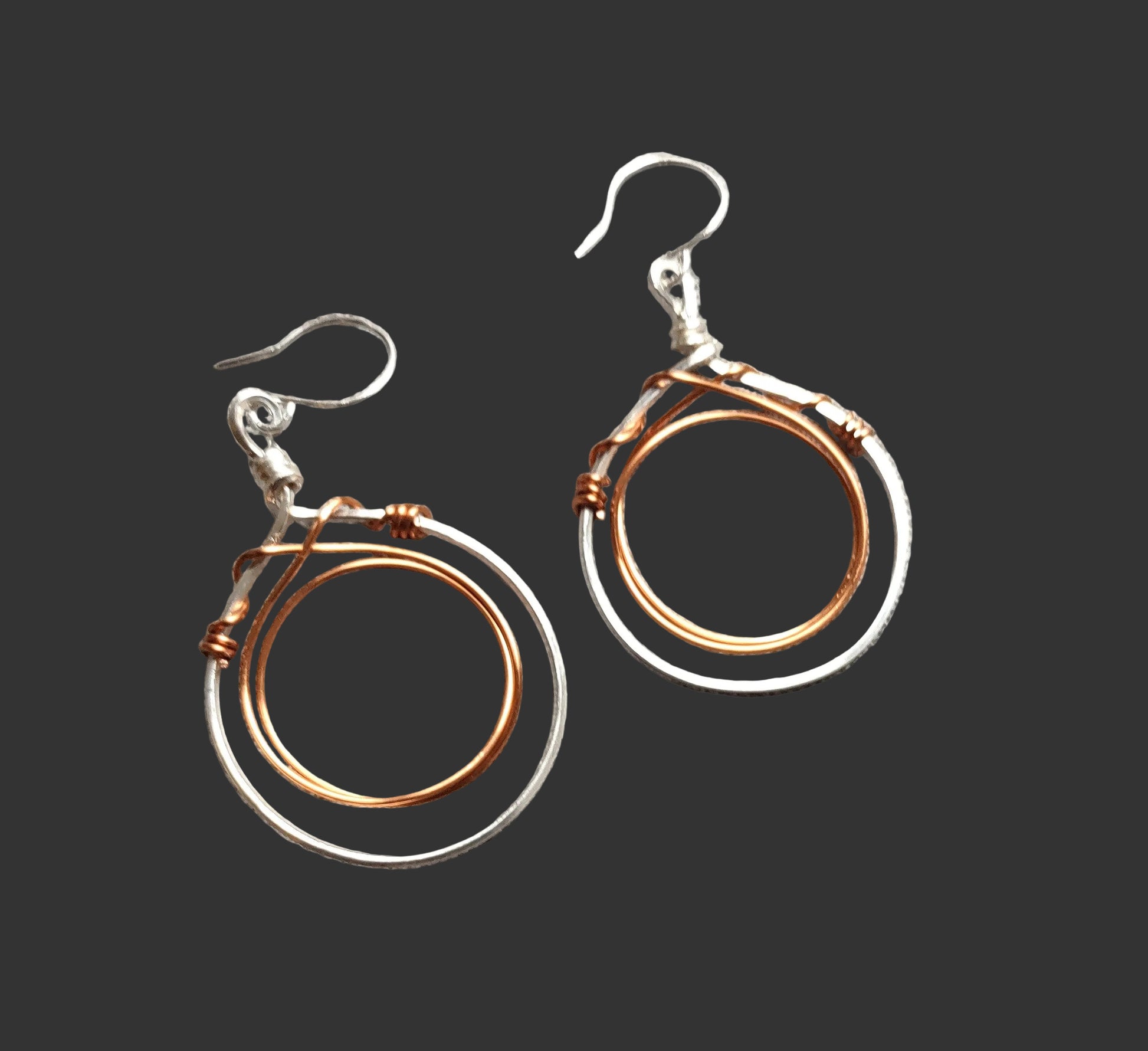 A pair of Mixed Metal Hoops Sterling Silver and Copper.